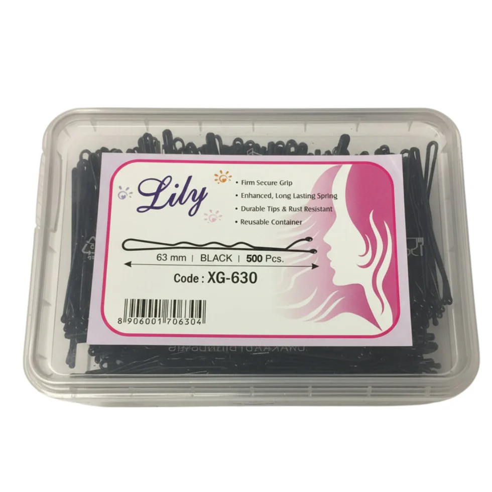 LILY XG-630 63mm Black Hair Clips 500PCS | Strong Hold Salon Styling Pins