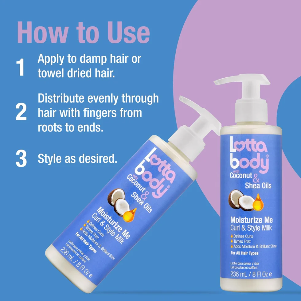 Lotta Body Curl & Style Milk 8oz | Coconut Shea Moisturize Define Curls Shine - Image 2