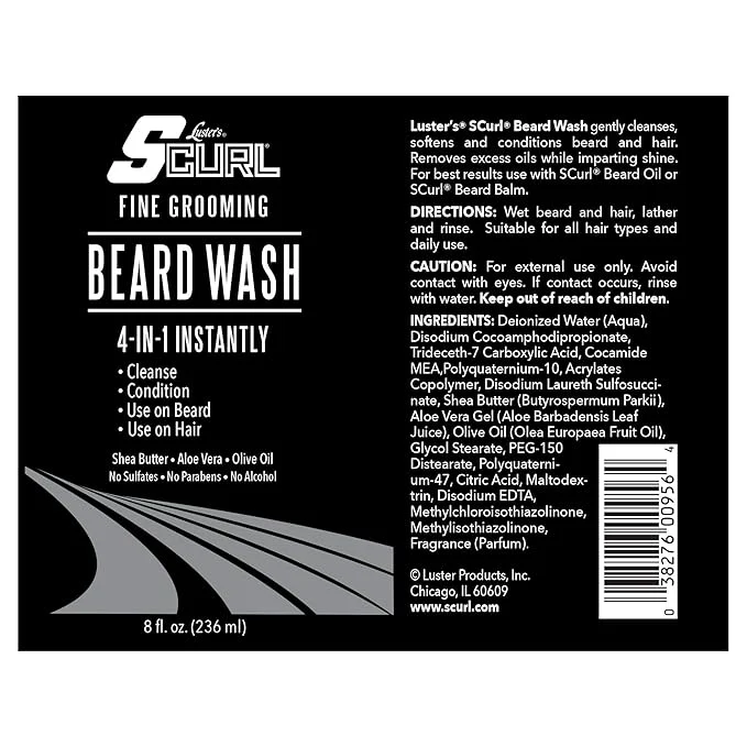 Luster’s S-Curl Fine Grooming Beard Wash 236ml | Sulfate-Free Cleanser - Image 4