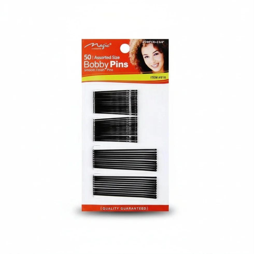 Magic Collection 50 Bobby Pins 918BLA | Secure Hair Styling Accessories