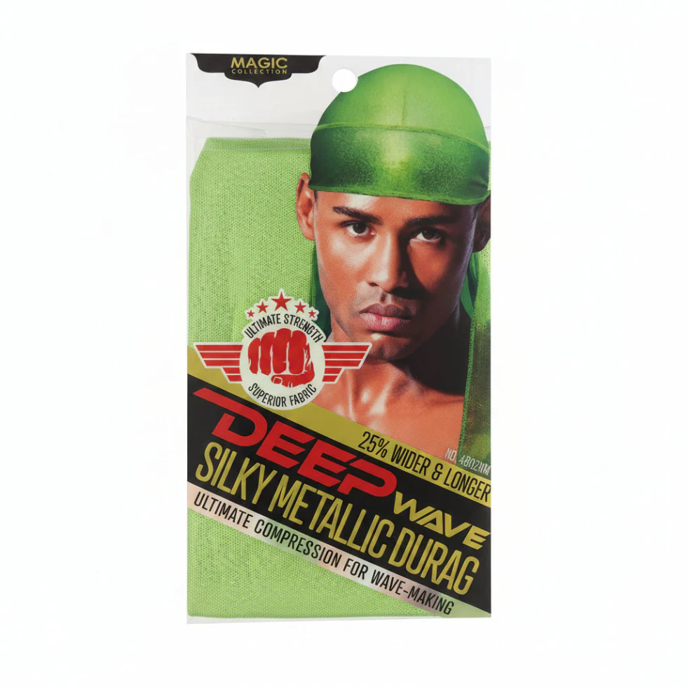 Magic Collection Deep Wave Silky Metallic Durag 164 Electric Lime | Wave Training Cap