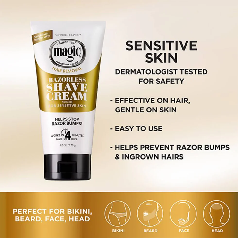 Magic Hair Removal Razorless Cream Shave 170g | Sensitive Skin Smooth Care - Image 4