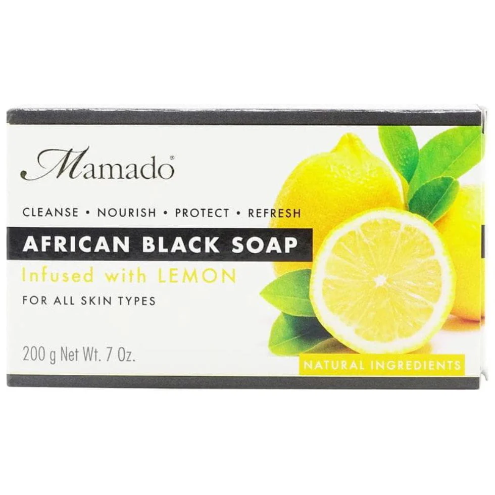 Mamado African Black Soap with Lemon 200g | Brightening & Deep Cleansing Soap
