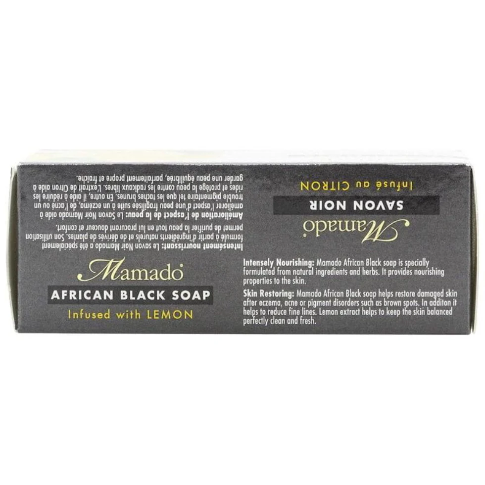 Mamado African Black Soap with Lemon 200g | Brightening & Deep Cleansing Soap - Image 3