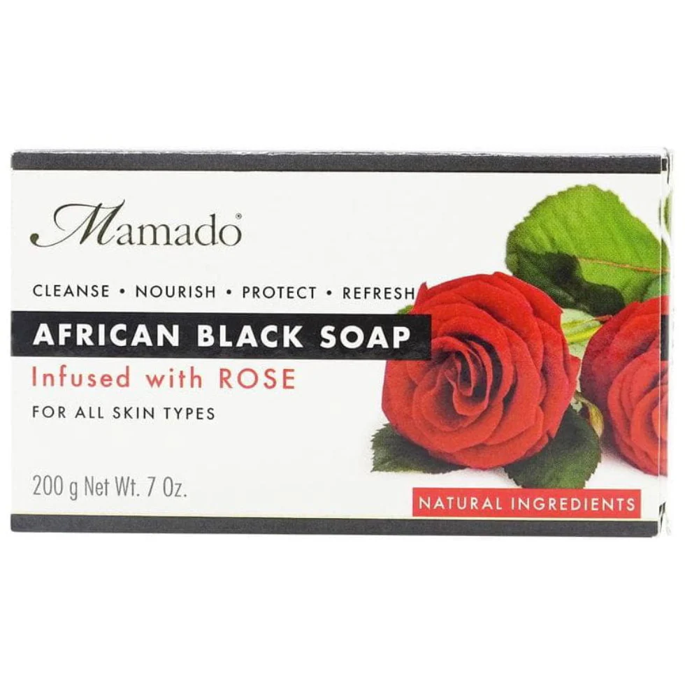 Mamado African Black Soap with Rose 200g | Gentle Nourishing Skin Care