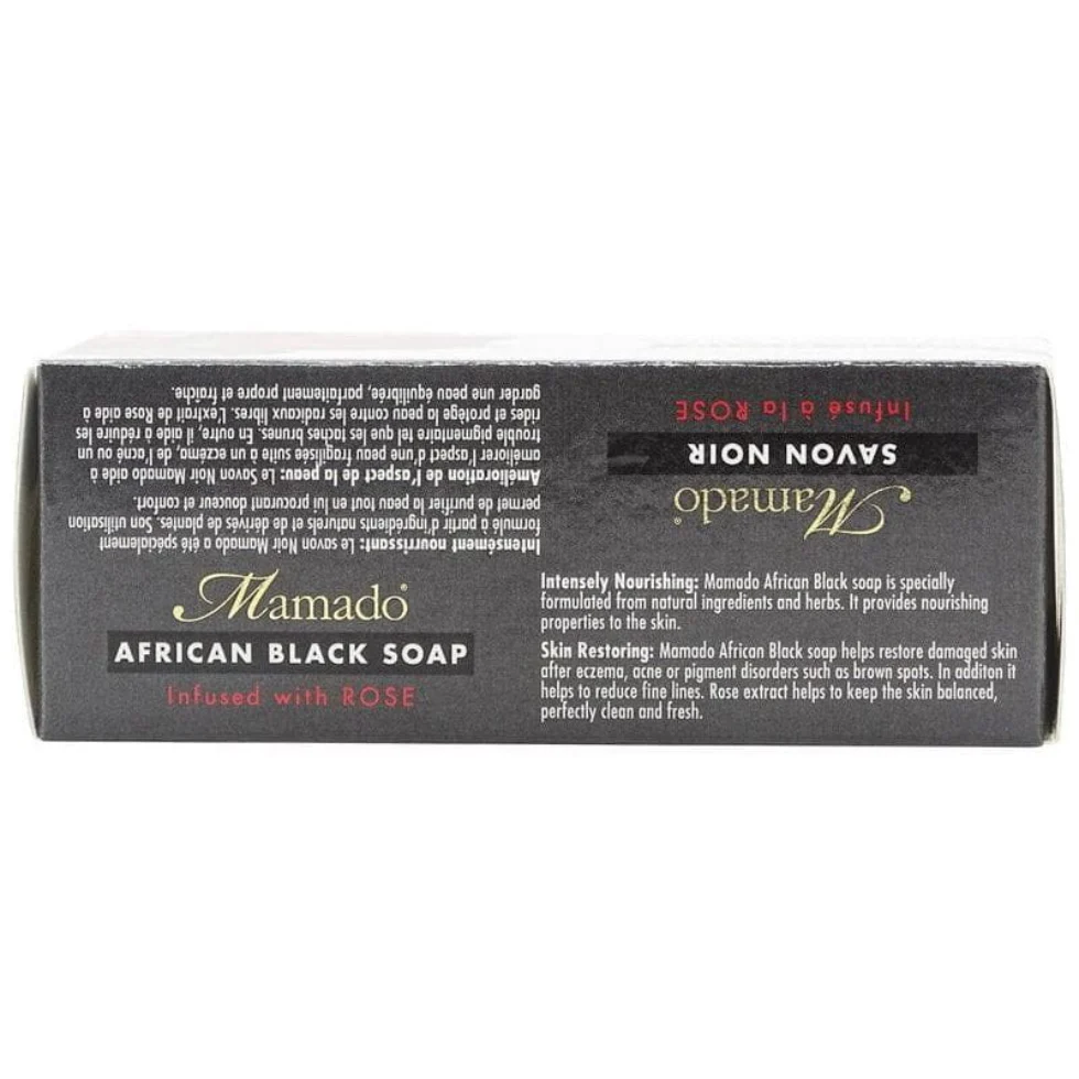 Mamado African Black Soap with Rose 200g | Gentle Nourishing Skin Care - Image 3