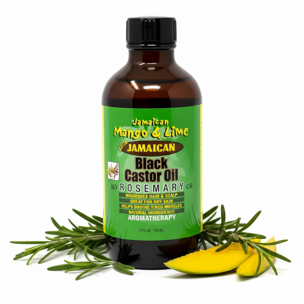 Jamaican Mango & Lime Black Castor Rosemary Oil 4oz- Nourish Hair, Scalp & Promote Growth