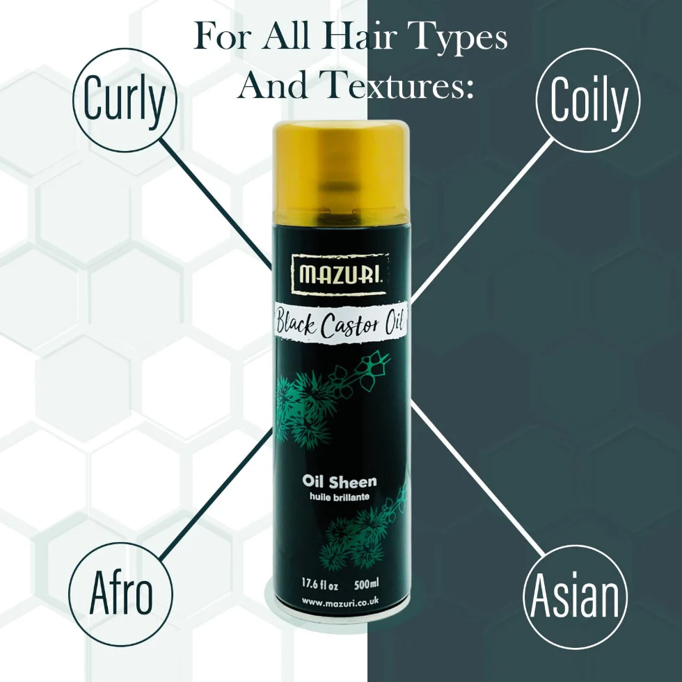 Mazuri Black Castor Oil Sheen Spray 500ml | Shine & Smooth Hair Finish - Image 2