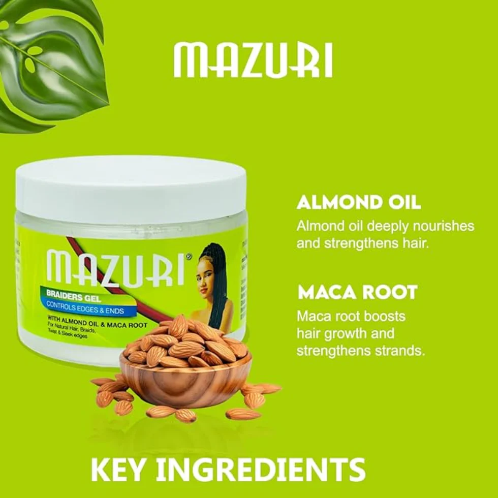 Mazuri Braiders Gel 355ml | Edge Control, Smooth Hold & Shine for Braids - Image 2