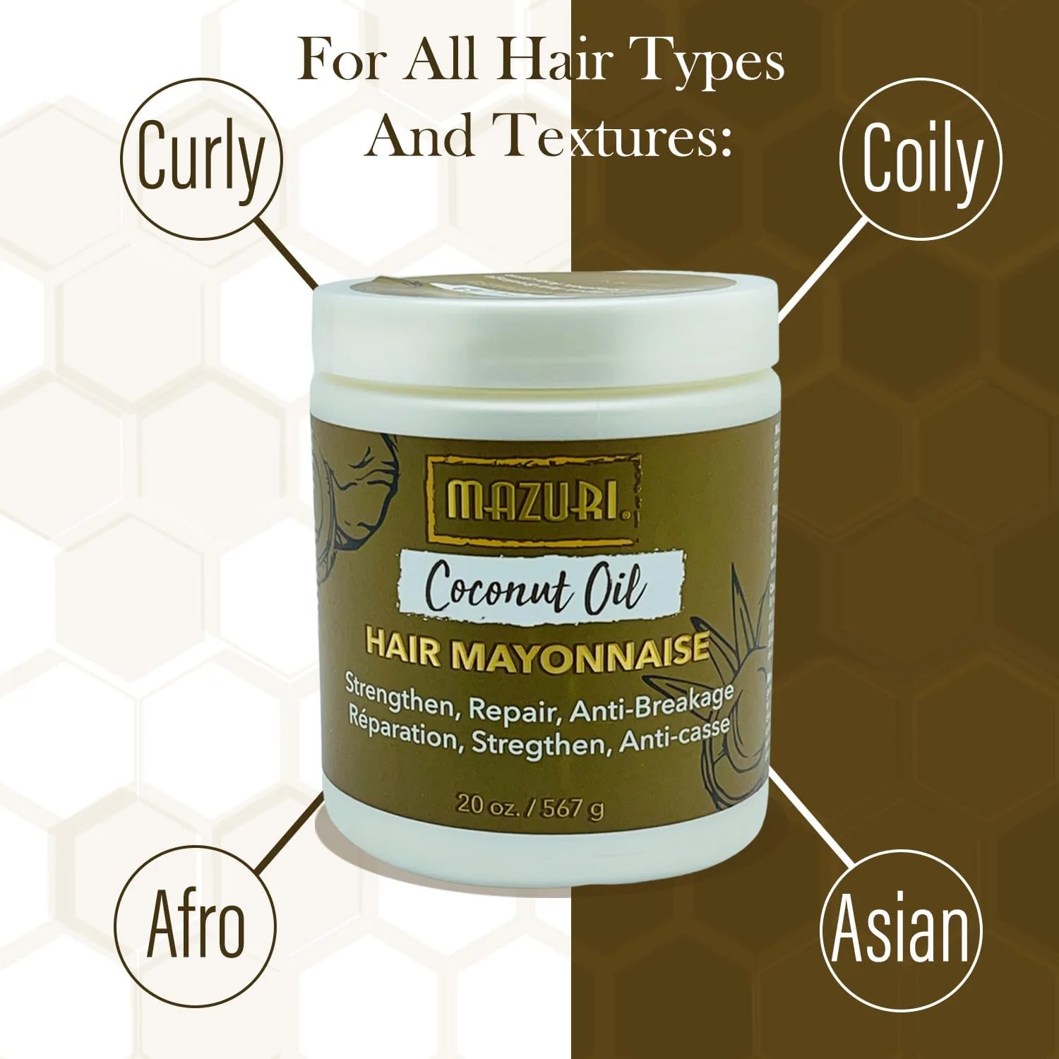 Mazuri Coconut Oil Hair Mayonnaise 567g- Strengthen, Repair & Prevent Breakage - Image 4