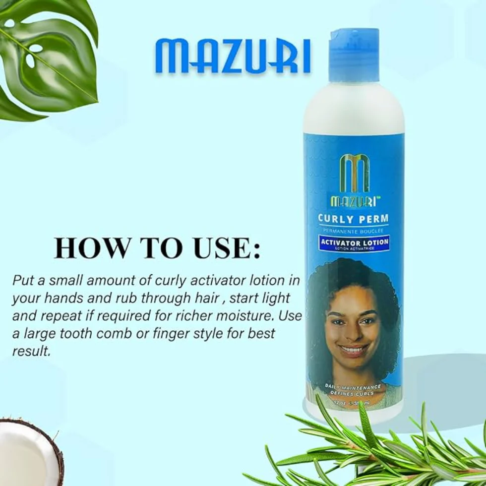 Mazuri Curly Perm Activator Lotion 12oz | Define, Moisturize & Enhance Curls - Image 4