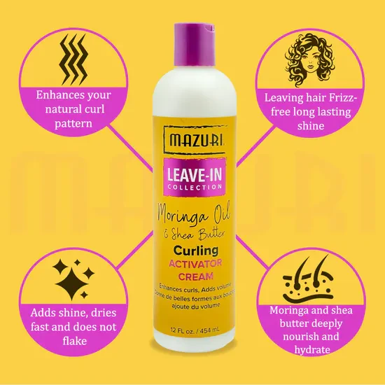 Mazuri Moringa Oil & Shea Butter Curling Activator Cream 454ml- Define & Hydrate Curls - Image 2