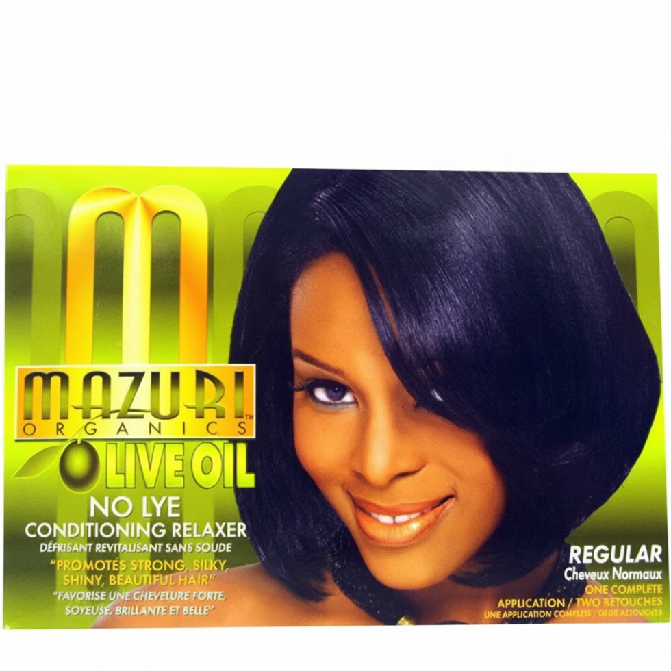 Mazuri Olive Oil No-Lye Hair Relaxer Kit Regular | 1 Application Smooth Hair