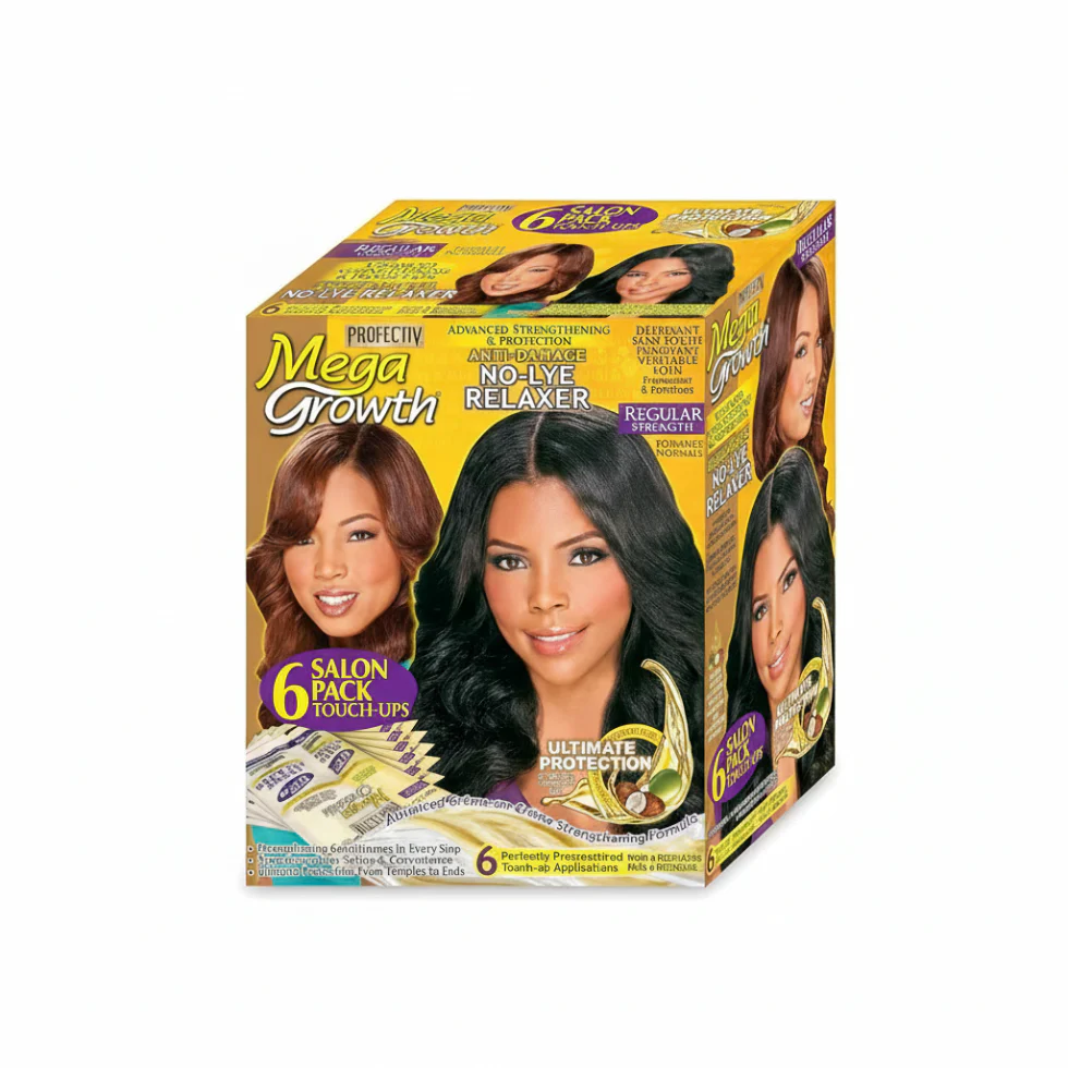 Mega Growth No-Lye Relaxer Regular Strength 6 Touch-Ups | Anti-Damage Care