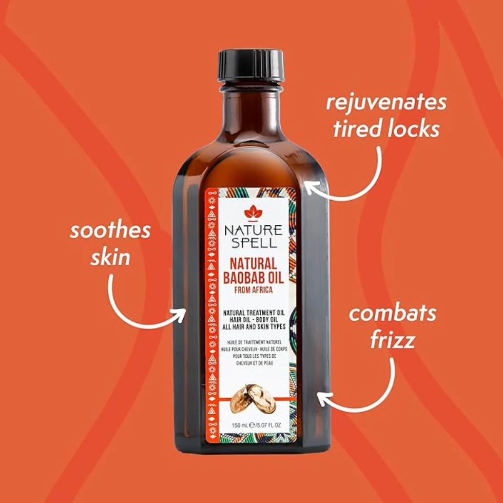 Nature Spell Baobab Oil 150ml | Hair & Skin Deep Nourishing Repair Oil - Image 2