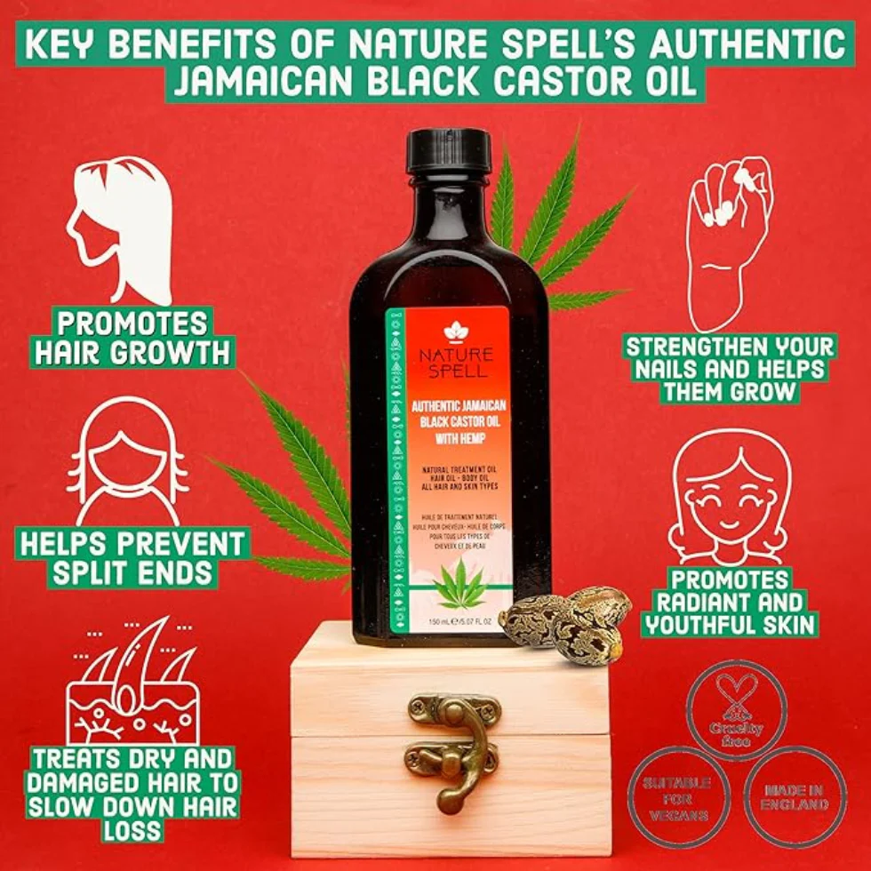 Nature Spell Jamaican Black Castor Oil Hemp 150ml | Hair Growth Oil - Image 2
