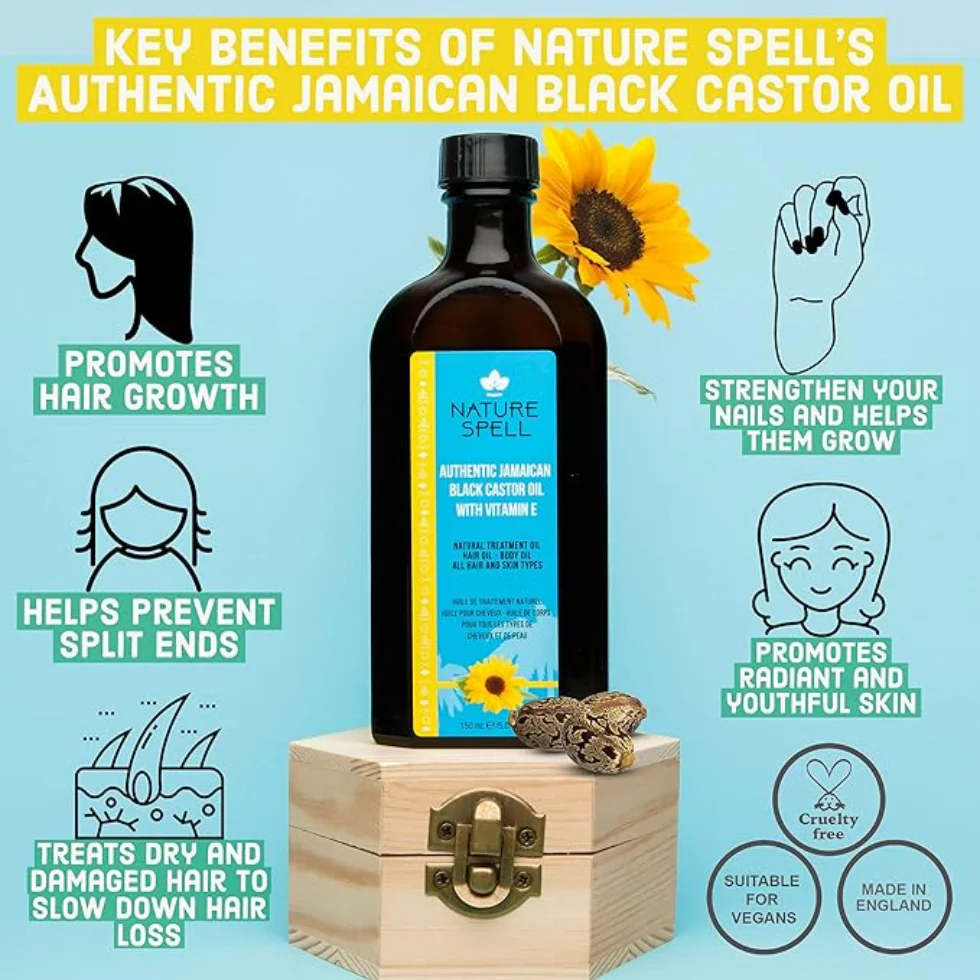 Nature Spell Jamaican Black Castor Oil 150ml | Hair & Skin Strengthening Oil - Image 4
