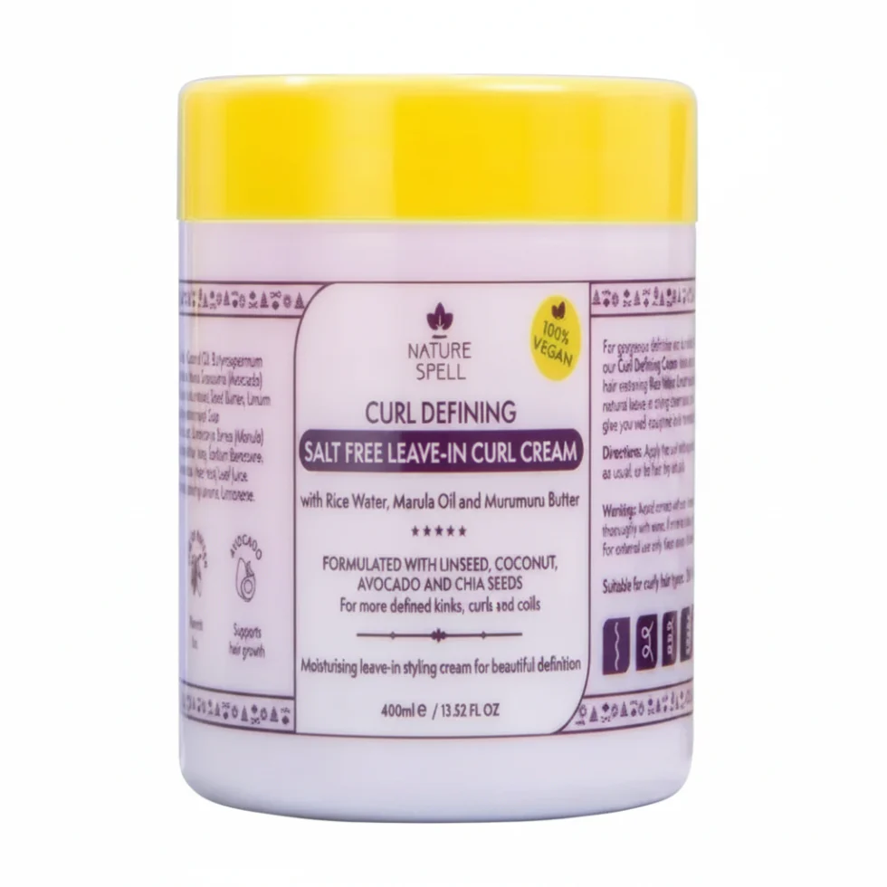 Nature Spell Curl Defining Cream 400ml | Salt-Free Leave-In Curl Care