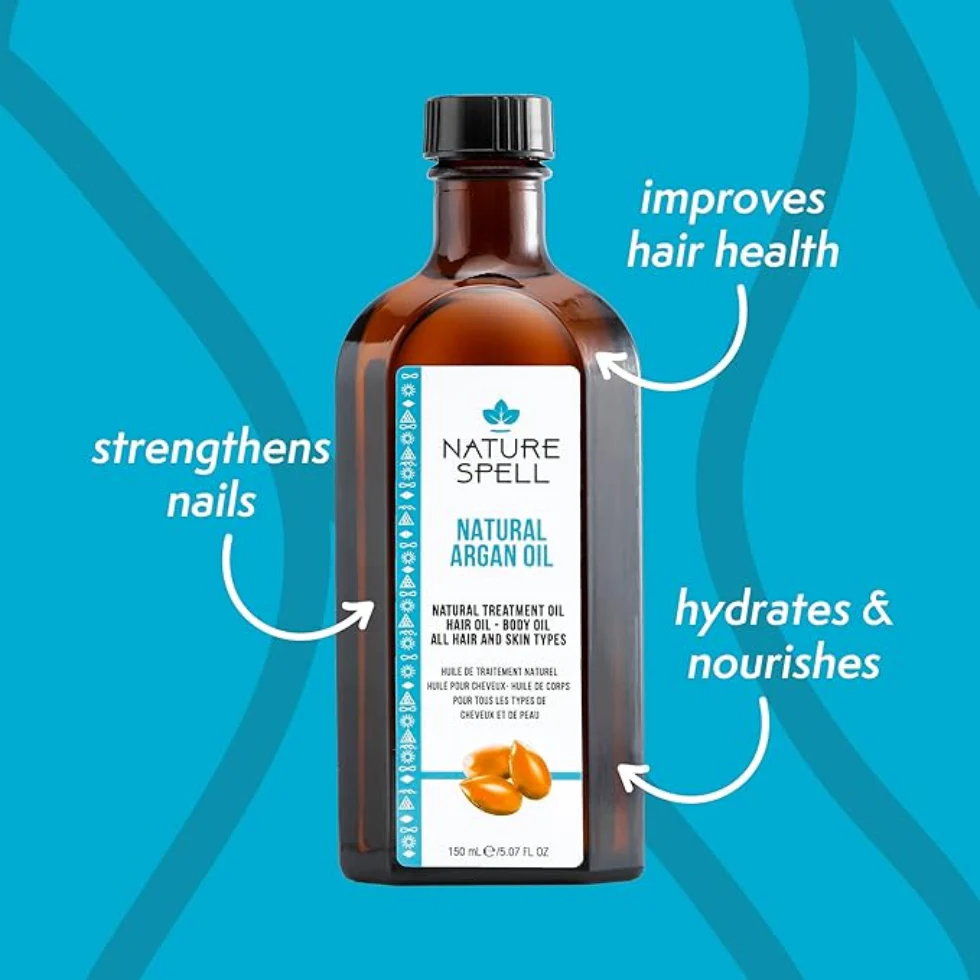 Nature Spell Argan Oil 150ml | Hair & Skin Nourishing Shine & Repair Oil - Image 2
