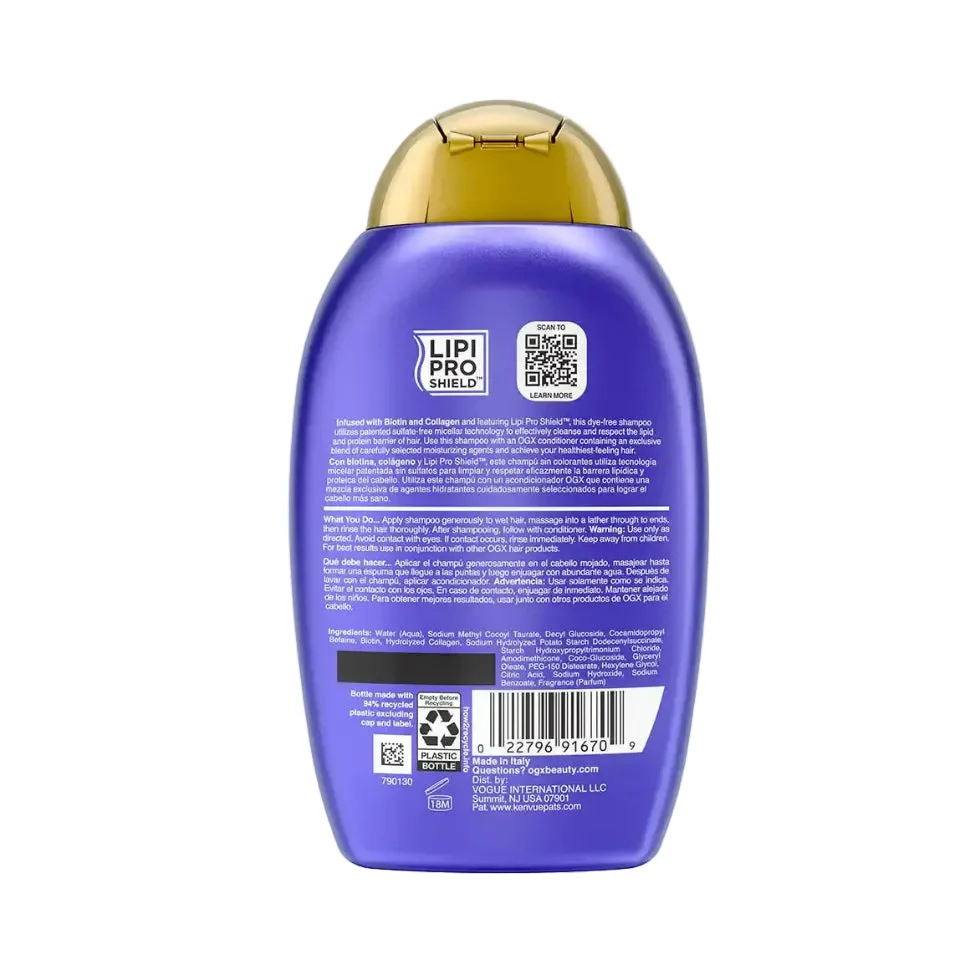 OGX Biotin & Collagen Shampoo 385ml | Thick Volumizing Full Hair Care - Image 2
