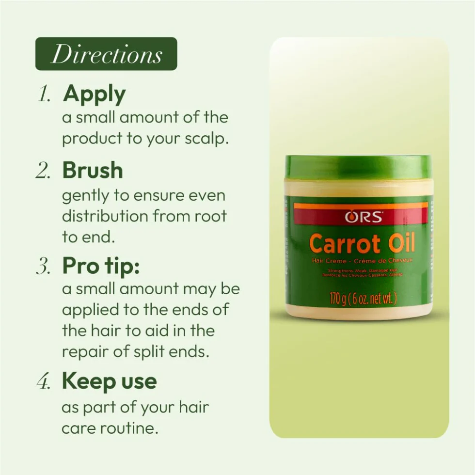 ORS Carrot Oil Hair Cream 170g | Strengthen Repair & Nourish Hair - Image 3