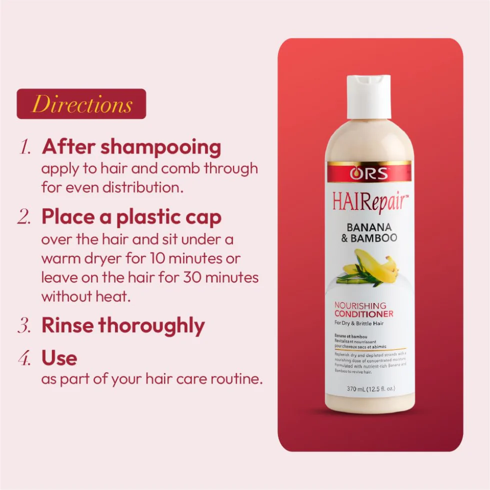 ORS HAIRrepair Banana Bamboo Conditioner 370ml | Strengthen & Nourish Hair - Image 3