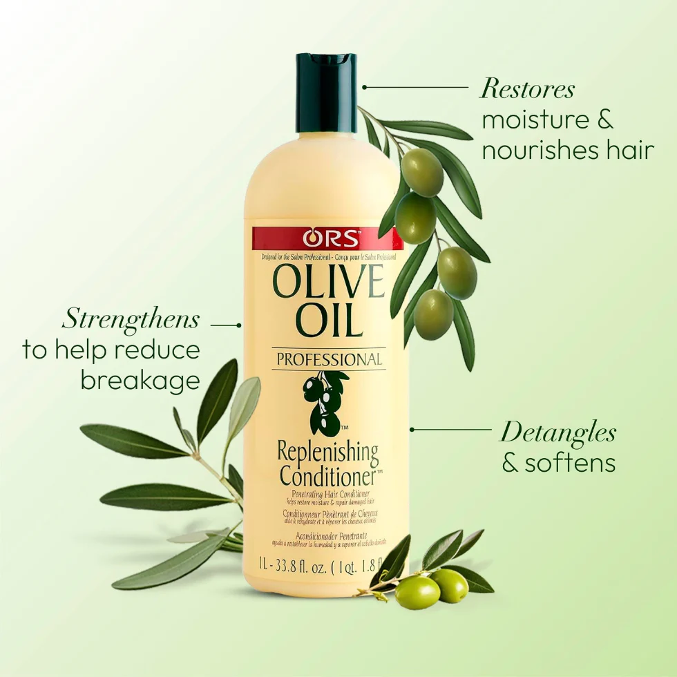 ORS Olive Oil Replenishing Conditioner 1L | Hydrate, Detangle & Shine - Image 6