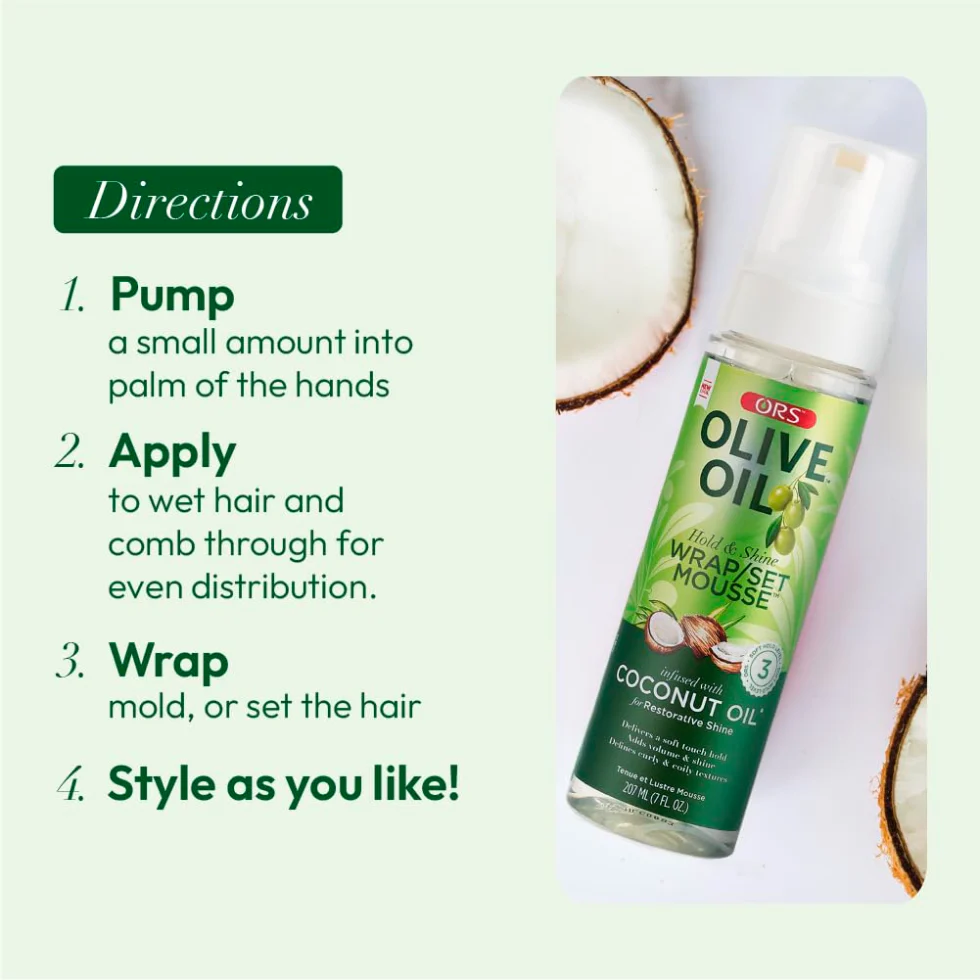 ORS Olive Oil Wrap Set Mousse 207ml | Soft Hold Shine & Smooth Hair - Image 7