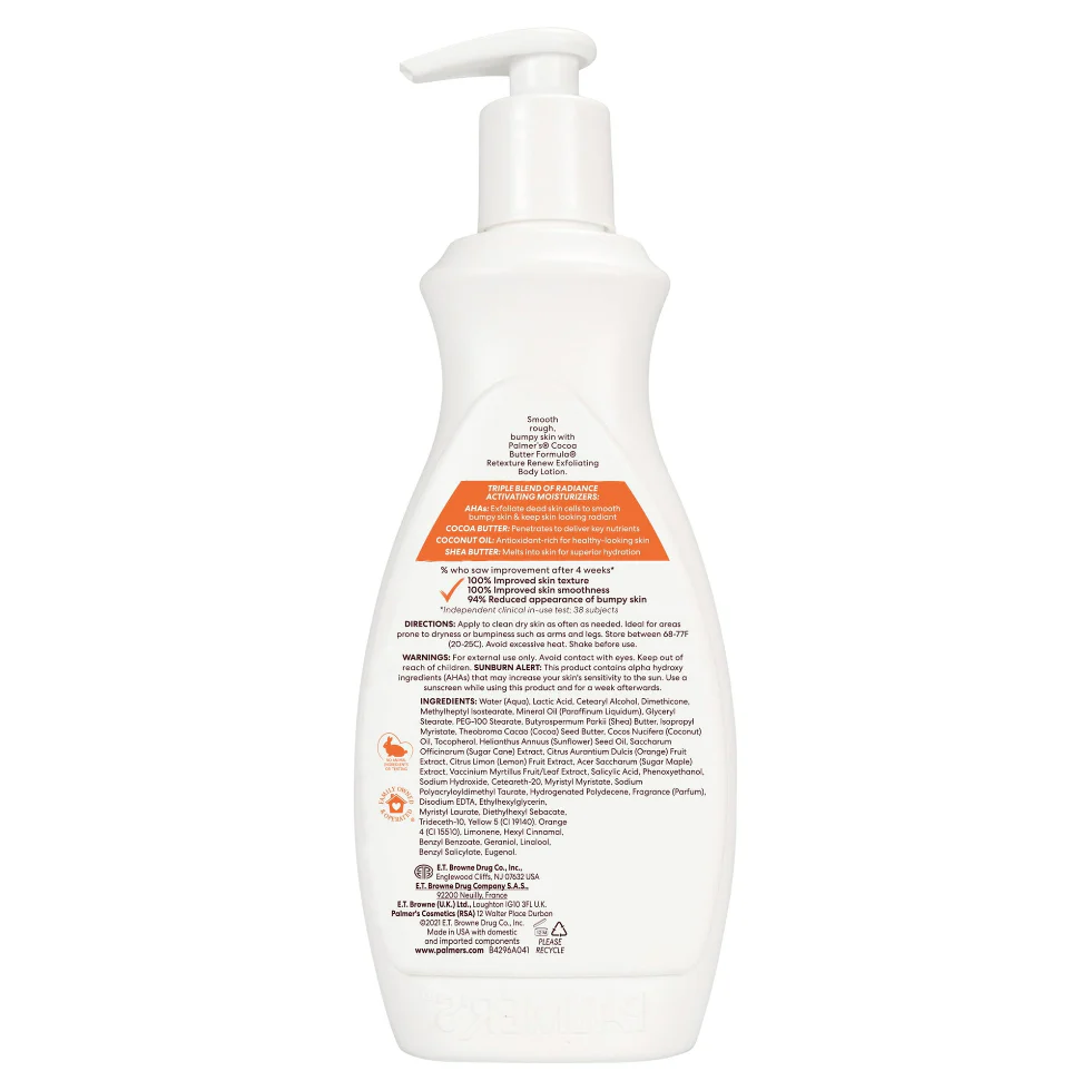 Palmers Retexture Renew Body Lotion 400ml | Exfoliating Smooth Radiant Skin - Image 2