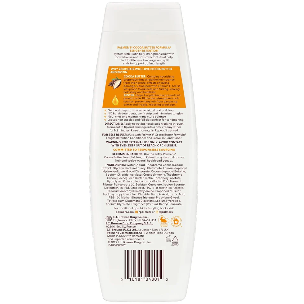 Palmers Cocoa Butter Shampoo 400ml | Length Retention Sulfate Free Care - Image 2