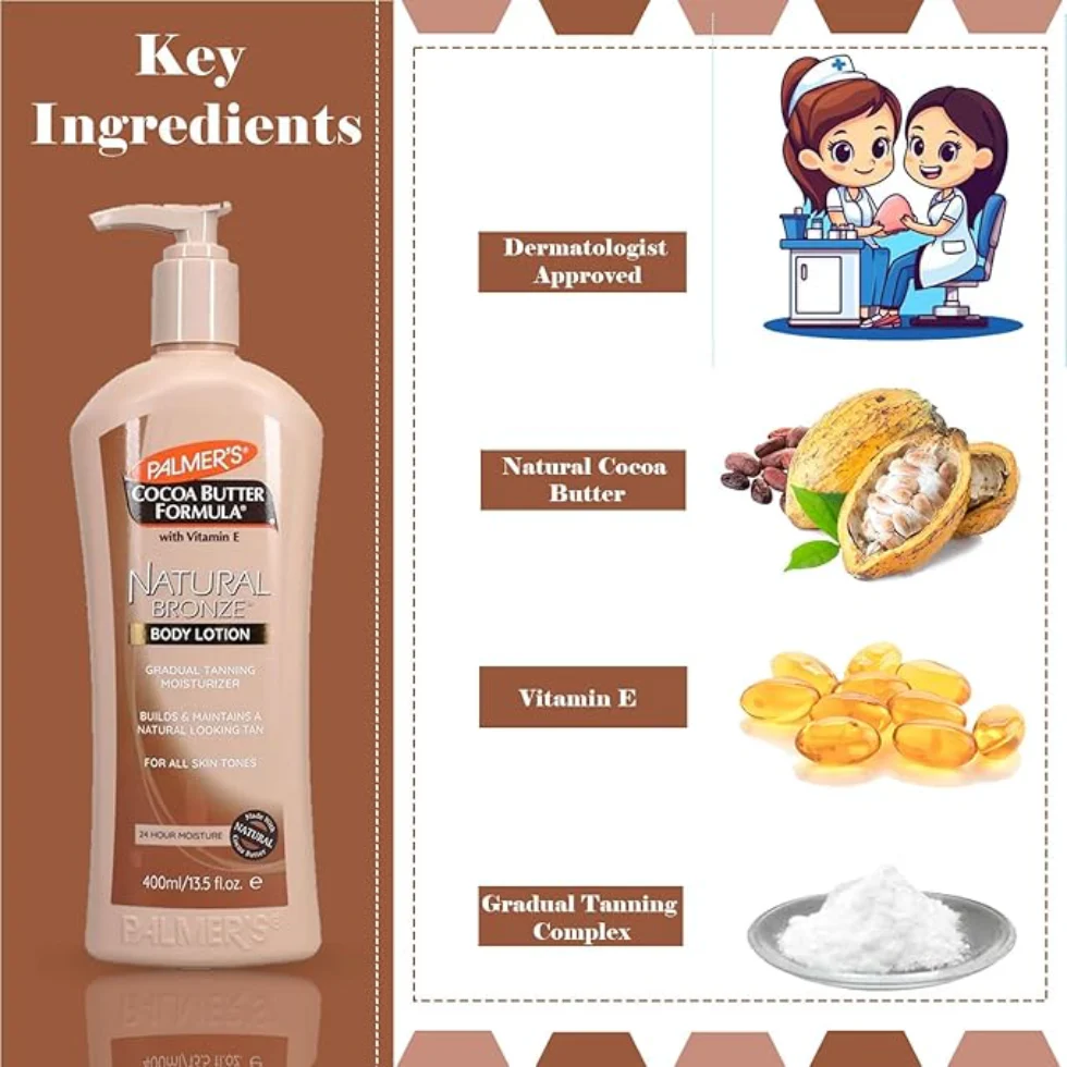 Palmers Natural Bronze Body Lotion 400ml | Gradual Tanning Moisturizer Glow - Image 2