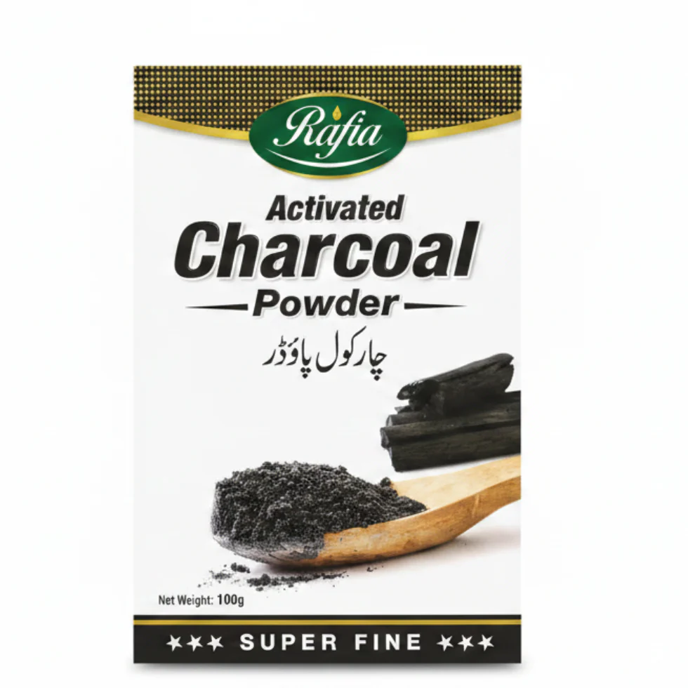 Rafia Activated Charcoal Powder 100g | Deep Detox & Oil Control Care