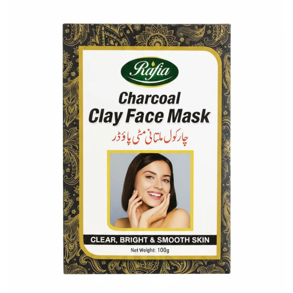 Rafia Charcoal Clay Face Mask 100g | Deep Detox & Acne Control Care