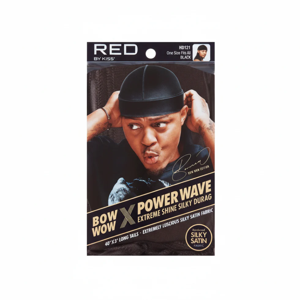 Red by Kiss Bow Wow X Power Wave Silky Durag HD121 Black | Wave Durag