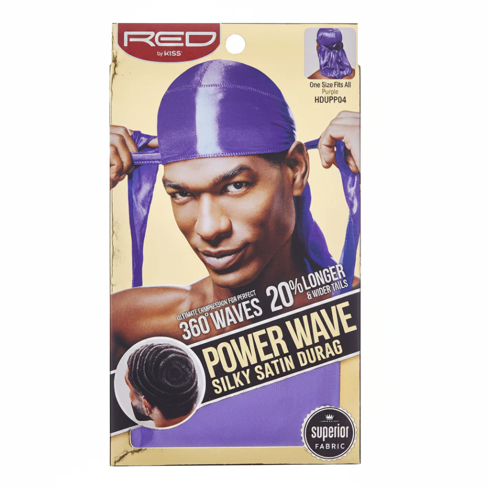 Red By Kiss Power Wave Silky Satin Durag Purple | 360 Wave Compression Cap