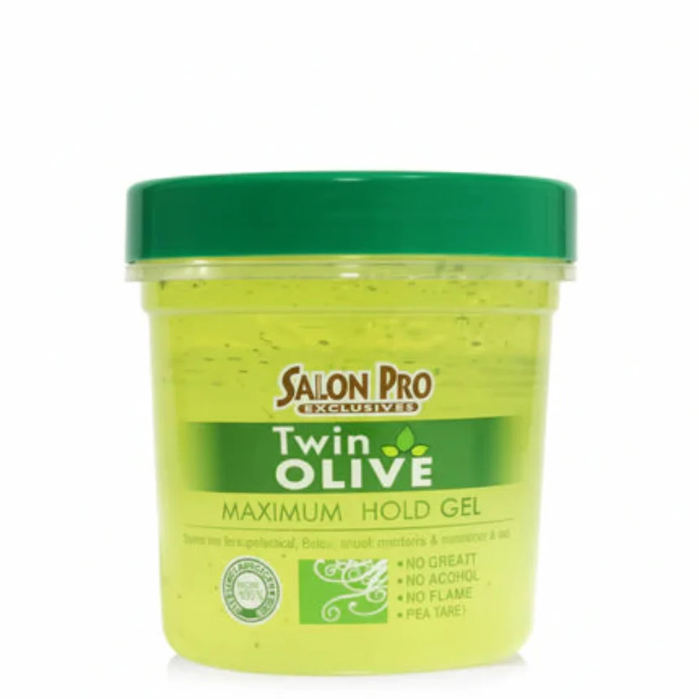 Salon Pro Twin Olive Maximum Hold Gel 32oz | Strong Hold Hair Styling Gel