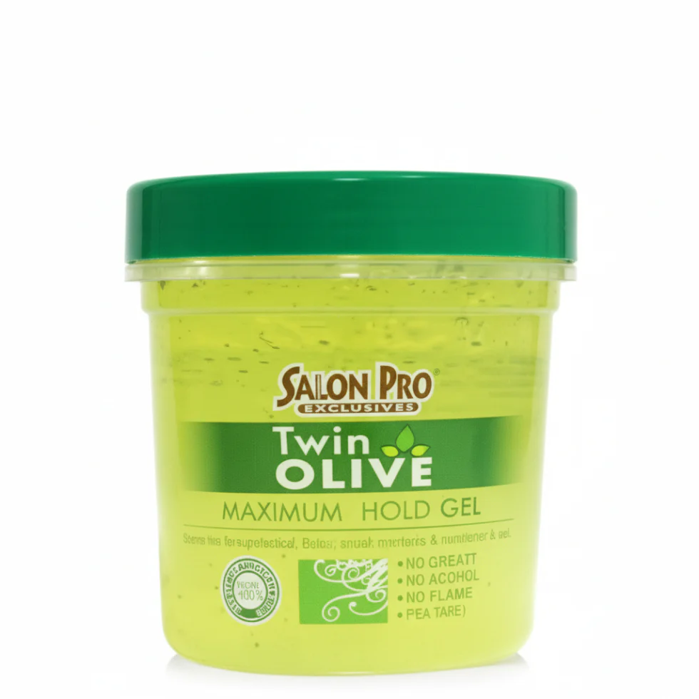 Salon Pro Twin Olive Maximum Hold Gel 8oz | Strong Hold Styling Gel