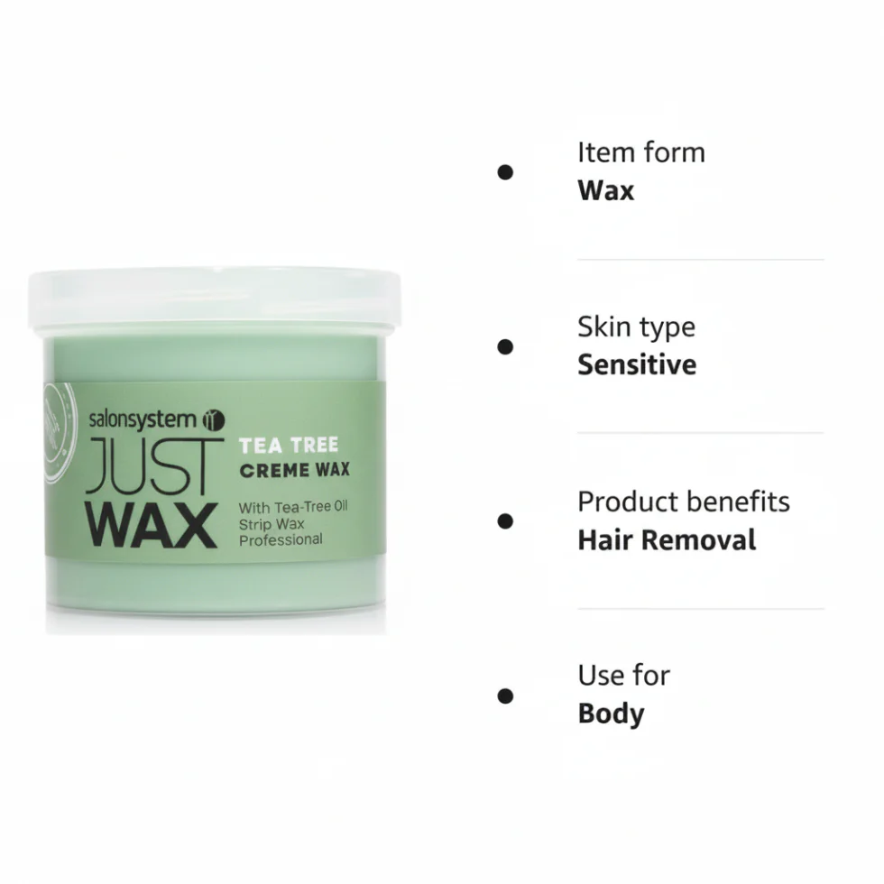 Salon System Just Wax Tea Tree Cream Wax 450g | Professional Strip Wax - Image 3