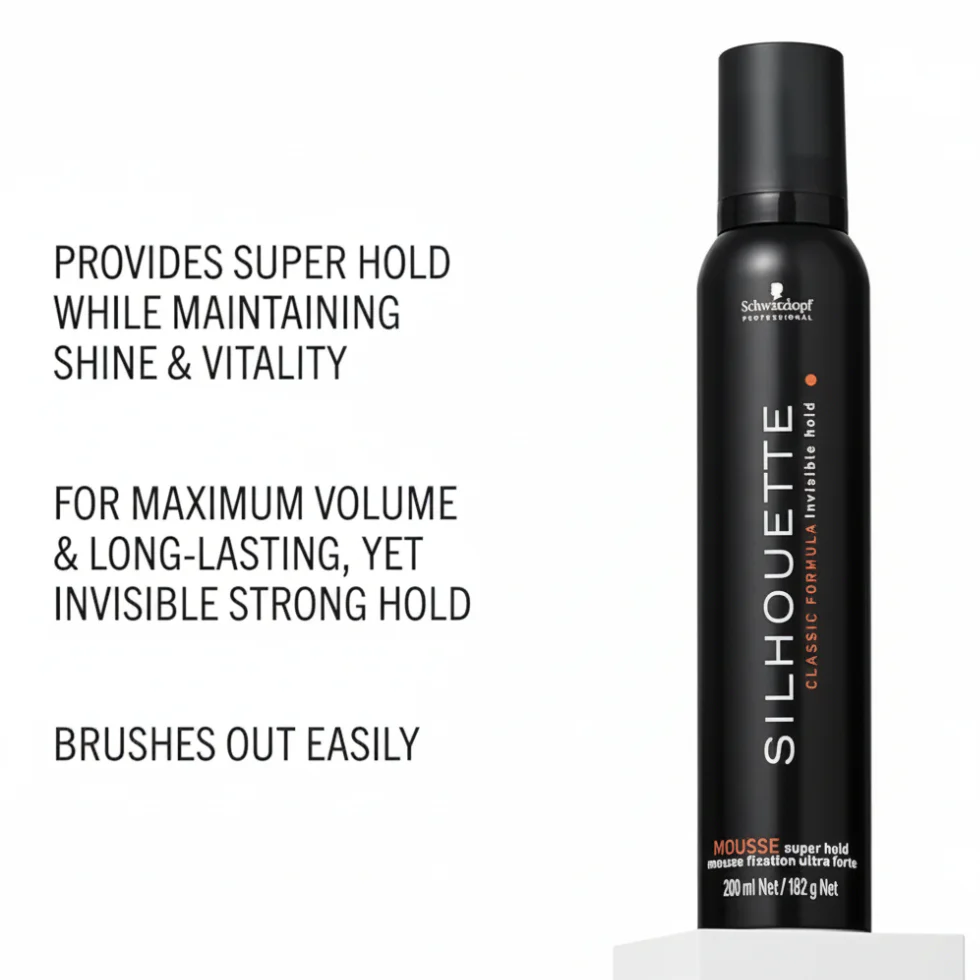 Schwarzkopf Silhouette Super Hold Hair Mousse 182ml | Invisible Hold Volume Foam - Image 2