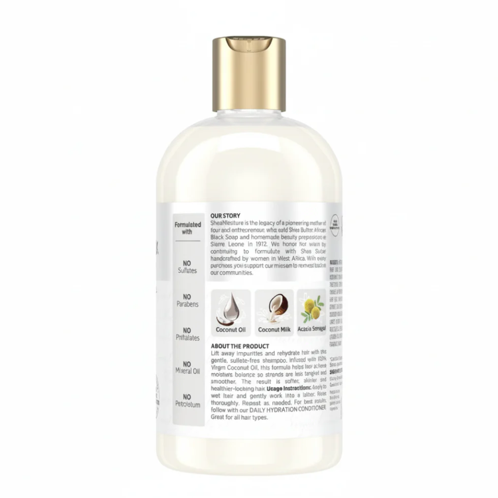 Shea Moisture 100% ViSheaMoisture 100% Virgin Coconut Oil Daily Hydration Shampoo 384ml | Moisture Boostrgin Coconut Oil Daily Hydrating Shampoo 384ml | Moisture Boosta - Image 2