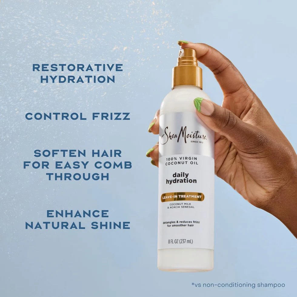 SheaMoisture 100% Virgin Coconut Oil Leave-In Treatment 237ml | Frizz Control & Hydrate - Image 2