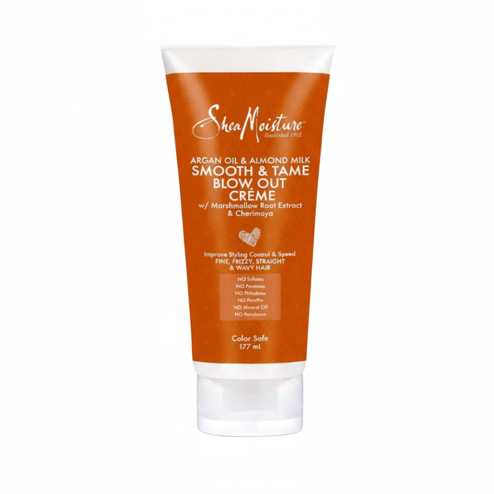 SheaMoisture Argan Oil & Almond Milk Blow Out Crème 177ml | Smooth & Tame Frizz Control