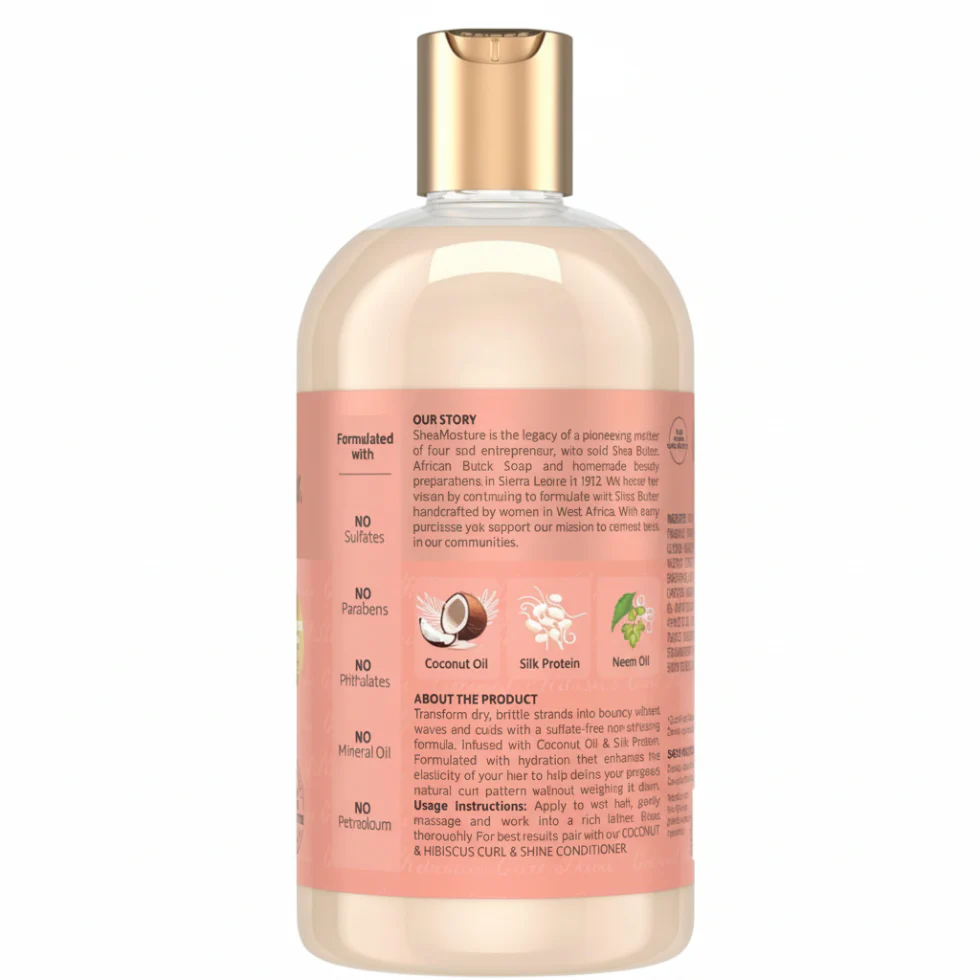 SheaMoisture Coconut & Hibiscus Curl & Shine Shampoo 384ml | Hydrate & Define Curls - Image 3