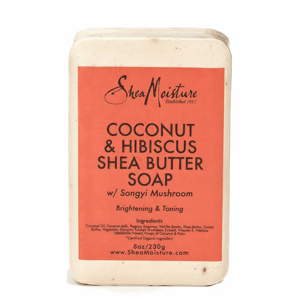 SheaMoisture Coconut & Hibiscus Shea Butter Soap 8oz | Hydrating Natural Cleansing Bar