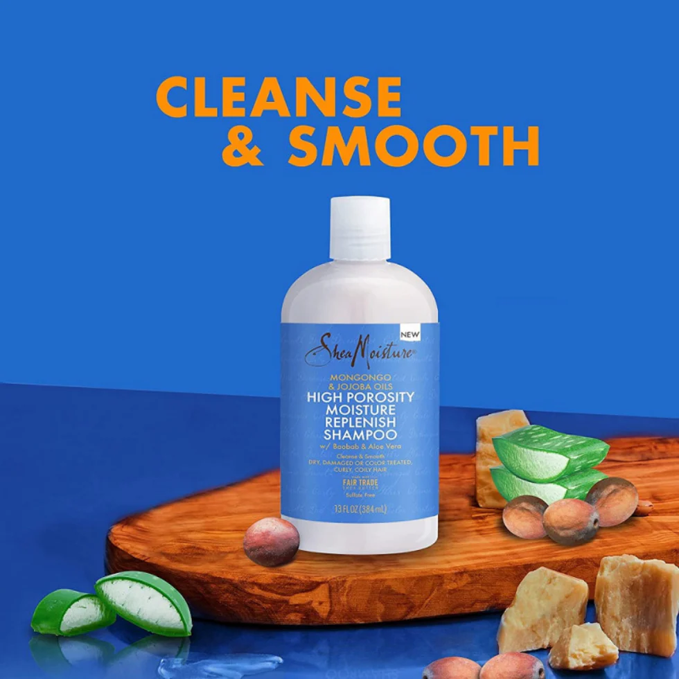 Shea Moisture Mongongo & Hemp Seed Oils Shampoo 384ml | High Porosity Hydration - Image 2