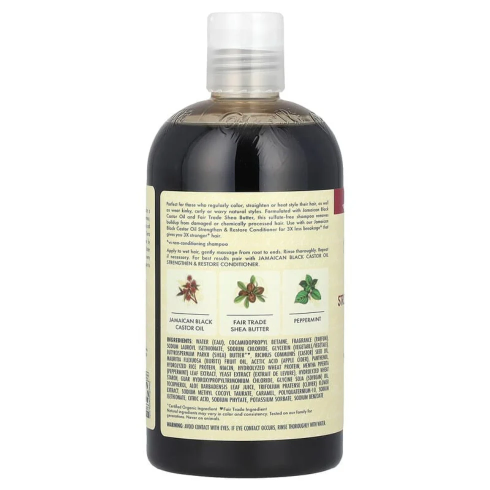 SheaMoisture Jamaican Black Castor Oil Strengthen & Restore Shampoo 384ml | Sulfate-Free Hair Care - Image 2