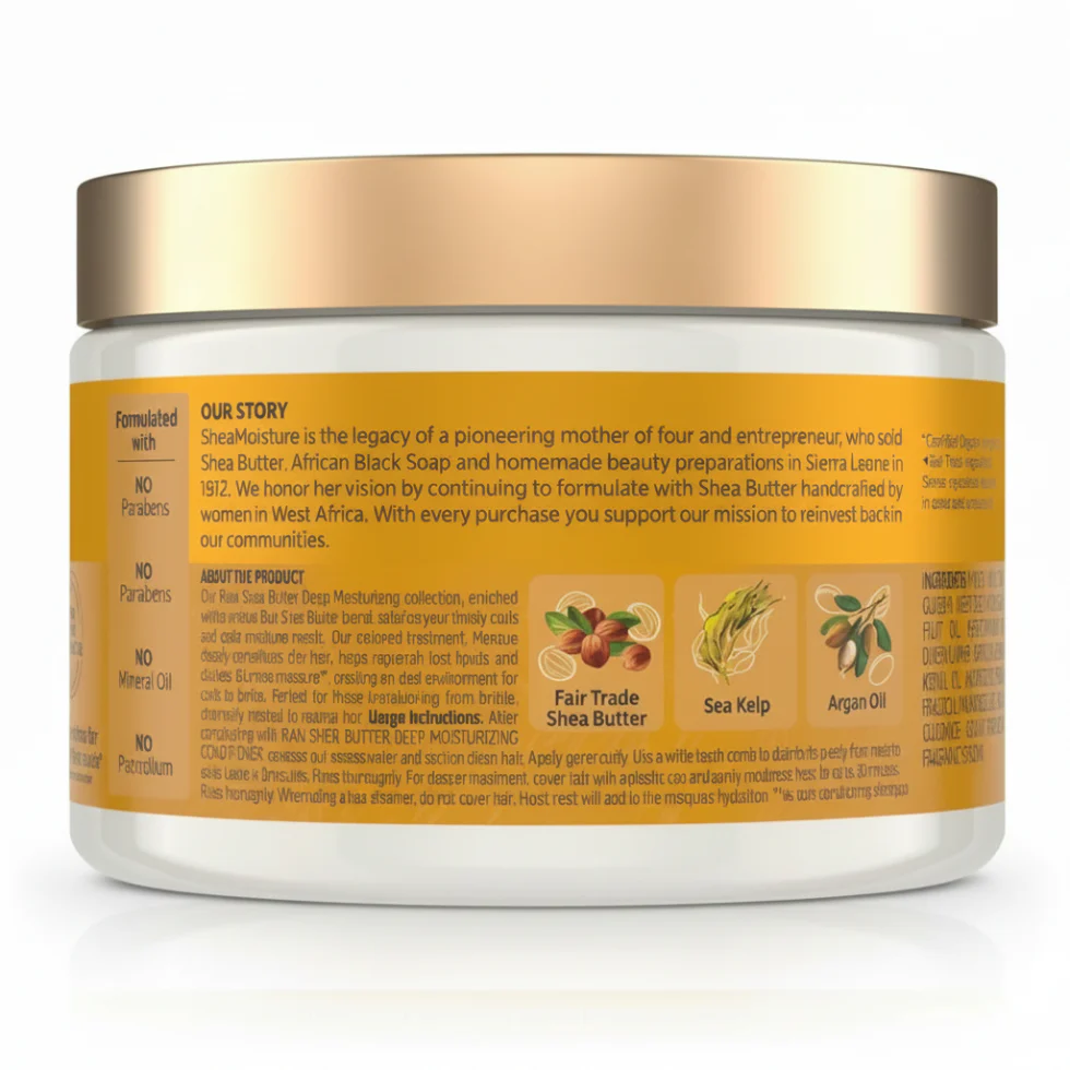 SheaMoisture Raw Shea Butter Deep Moisturizing Masque 326g | Hydrate & Repair Curls - Image 3