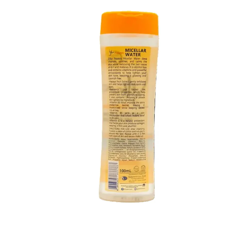 Silka Papaya Micellar Water 100ml | Gentle Makeup Remover & Cleansing Water - Image 2