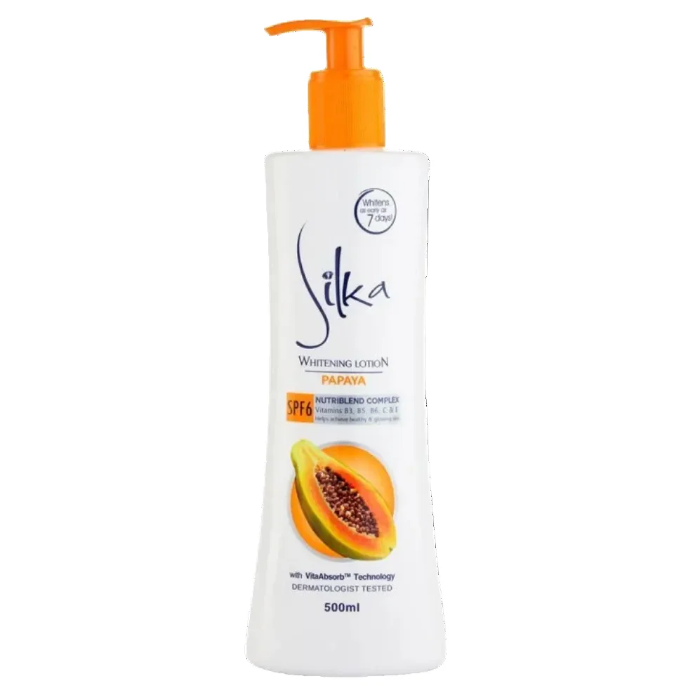 Silka Whitening Lotion Papaya SPF 6 500ml | Brightening & Moisturizing Body Care
