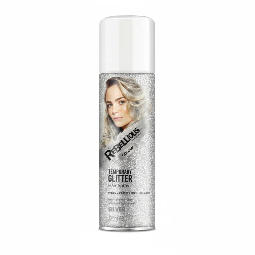 Silver Sparkle Glitter Hair Colour Spray 125ml | Temporary Shimmer Hair Spray